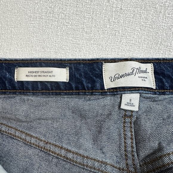 Universal Thread Jeans Women's 8 Highest Rise Straight Leg Denim Button Fly - Picture 4 of 11